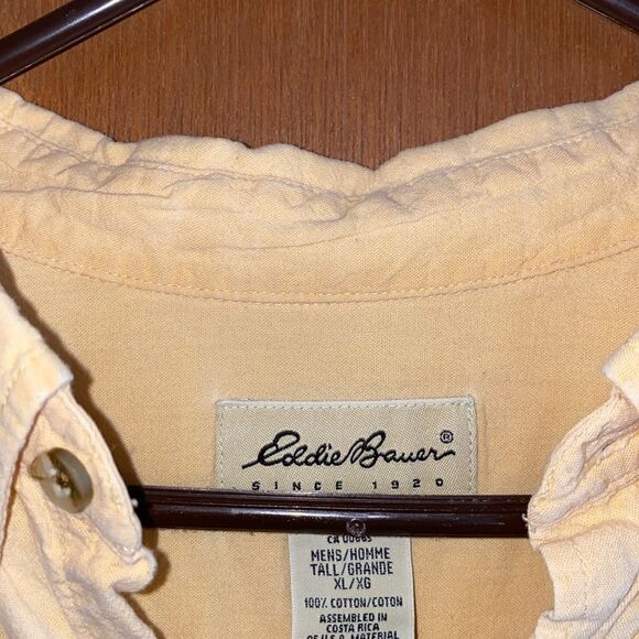 Eddie Bauer Mens Casual Button Down short sleeve shirt XLT great condition yello - Picture 5 of 10